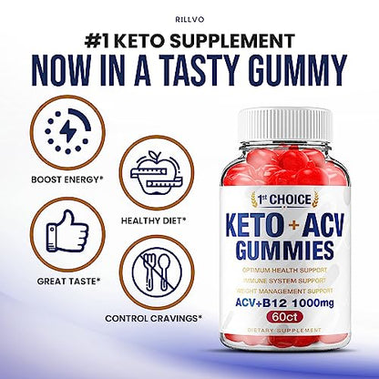 (2 Pack) 1st Choice Keto ACV Weight Loss Gummies Keto First Choice ACV Advanced Formula Rillvo
