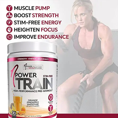 nPower Nutrition-Train Pre-Workout for Women, Orange Pineapple, 30 Servings, Stimulant nPower Nutrition