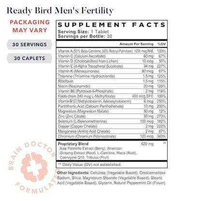 Best Nest Ready Bird Men's Fertility Vitamins for Conception, Mens Prenatal Vitamins Best Nest Wellness