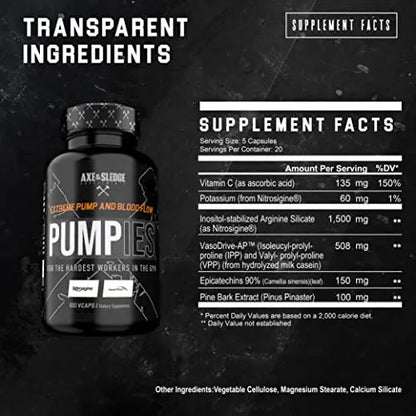 Axe & Sledge Supplements PUMPIES Nitric Oxide Booster with VasoDrive-AP and Nitrosigin Axe & Sledge