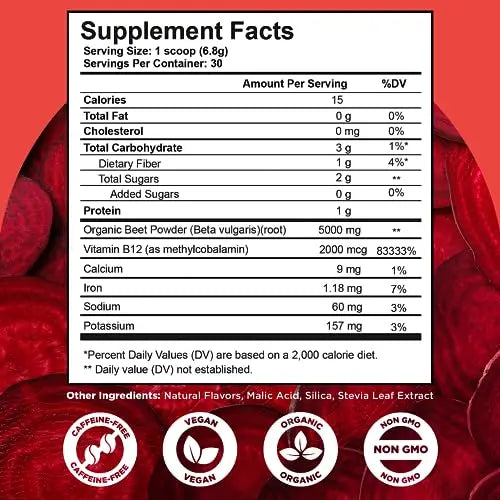 selfevolve Beet12 - Organic Beet Root Powder Enhanced with Vitamin B12, Nitric Oxide Booster selfevolve