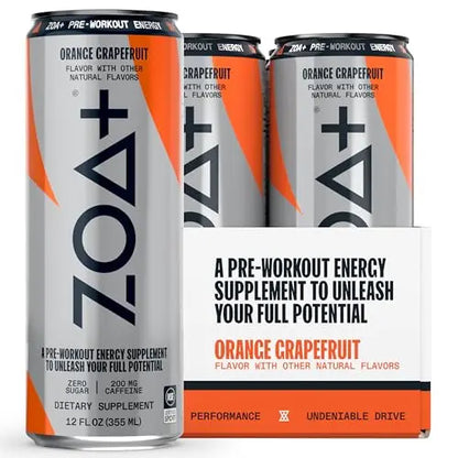 ZOA Energy Drink & ZOA+ Pre-Workout Bundle, Orange Grapefruit and Wild Orange, 12 Fl Oz ZOA