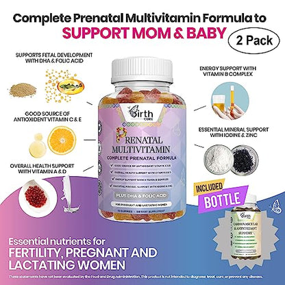 Prenatal Vitamins, Fetal Development, Folate, DHA, CoQ10, Daily Multivitamin Gummy, Folic Acid Birth Core