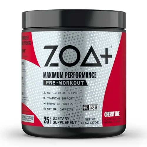 ZOA+ Pre-Workout Powder & Shaker Bottle Bundle, Cherry Limeade ZOA