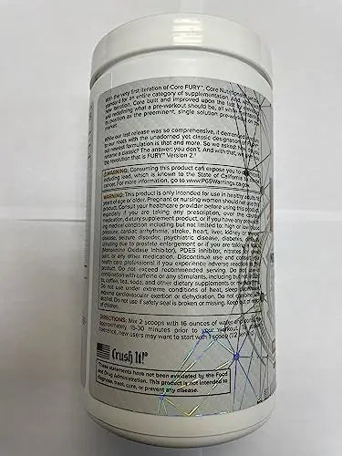 Core Nutritionals Fury V2: Pre-Workout Powder to Maximize Performance in The Gym W/Zum Core Nutritionals