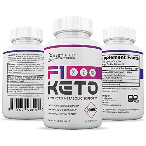 (3 Pack) F1 Keto Pills 800MG Includes goBHB Exogenous Ketones Advanced Ketosis Justified Laboratories