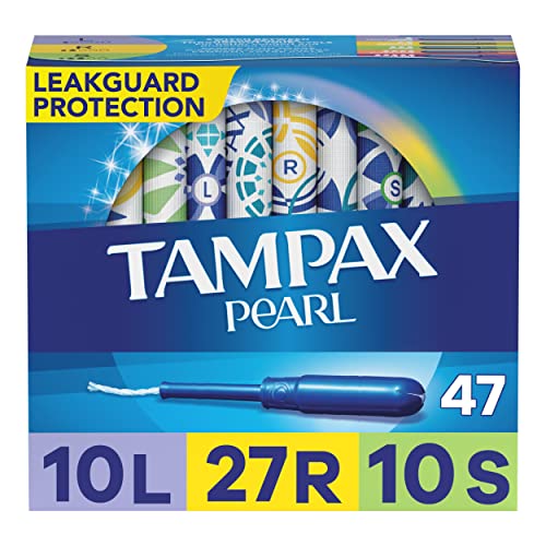 Tampax Pearl Tampons Multipack, Light/Regular/Super Absorbency, With Leakguard Braid, Unscented Tampax