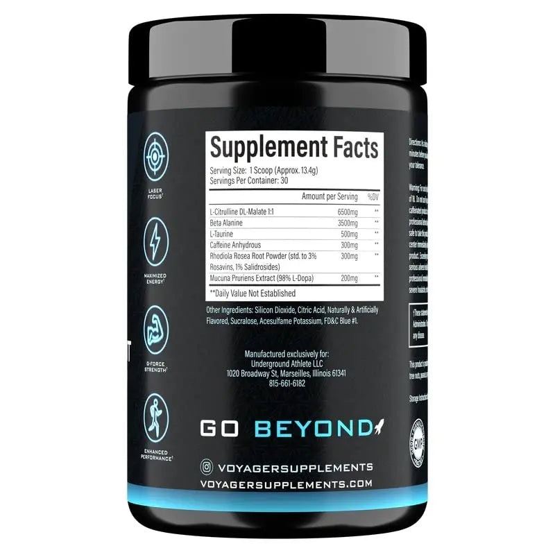 Voyager Supplements Pre-Workout Powder | Rocket Razz | Intense Pump | Maximized Voyager Supplements