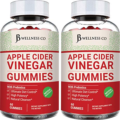 (2-Pack | 120 Gummies) Premium Apple Cider Vinegar Gummies - Raw, Natural, Unfiltered ACV JB Wellness Co