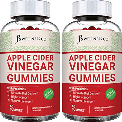 (2-Pack | 120 Gummies) Premium Apple Cider Vinegar Gummies - Raw, Natural, Unfiltered ACV JB Wellness Co