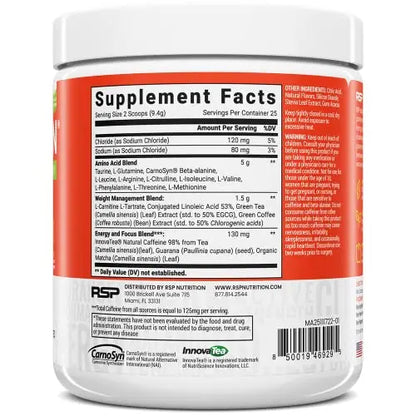 RSP Nutrition Mango Aminolean Amino Acid Supplement Powder, 8.29 OZ RSP NUTRITION