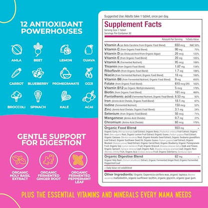 Mama Natural 100% Organic Prenatal Vitamins | One A Day Prenatal Vitamins (30 Servings) Mama Natural