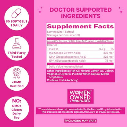 Pink Stork Prenatal DHA - Omega 3 Fish Oil Supplements with DHA and EPA, Pregnancy Pink Stork