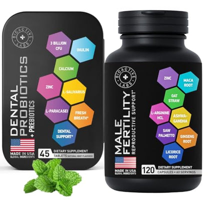 BIOACTIVE LABS Fertility Supplements for Men and Dental Probiotics in Tins Male Bundle BIOACTIVE LABS