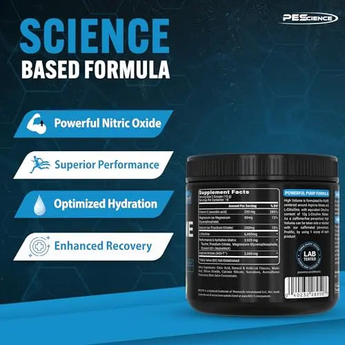 PEScience High Volume Nitric Oxide Booster Pump Pre Workout Powder, Sour Peach Candy PEScience
