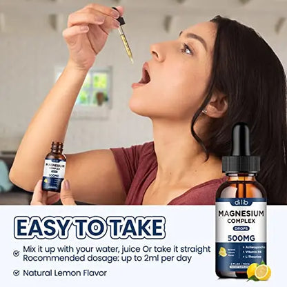 (2 Pack) Magnesium Glycinate, Citrate, Malate Liquid Drops-Triple Magnesium Complex dilib