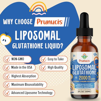 2000MG Liposomal Glutathione Liquid, 98% Absorption, Glutathione Liquid Supplement Prunucis