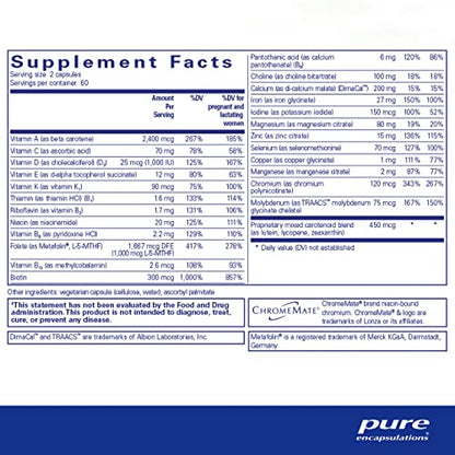 Pure Encapsulations PreNatal Nutrients - for Pregnancy & Lactation - Aids Energy & DNA Development Pure Encapsulations