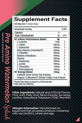 Rule 1 Proteins – Watermelon Splash, Anytime Energy Boost, R1 Pre Amino Acid Complex Rule 1 Proteins