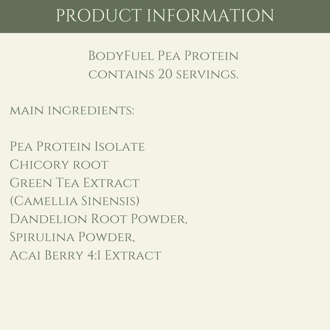 Complementary Supplements - BodyFuel Hypoallergenic Pea Protein Isolate Powder Plus Phytonutrients Complementary Supplements