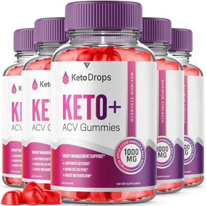 (5 Pack) Keto Drops ACV Gummies, Ketodrops Keto ACV Gummies Advanced Weight Loss Fyvus