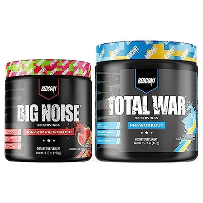 REDCON1 Total War Preworkout (Blue Lemonade) & Big Noise Non-Stim Preworkout Powder REDCON1