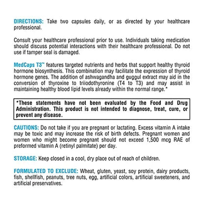 XYMOGEN MedCaps T3 - Thyroid Support Formula with Vitamins + Herbs - Selenium, Zinc XYMOGEN