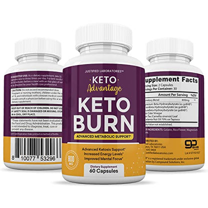 (2 Pack) Keto Advantage Keto Burn Pills Includes Apple Cider Vinegar goBHB Exogenous Justified Laboratories