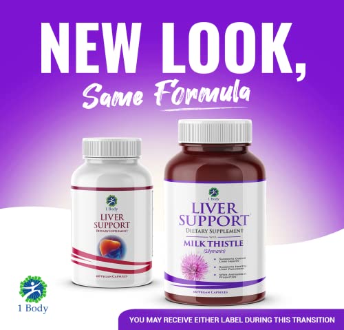 1 Body Liver Support: Twin Pack - 60 Capsules Each - Milk Thistle 1 Body