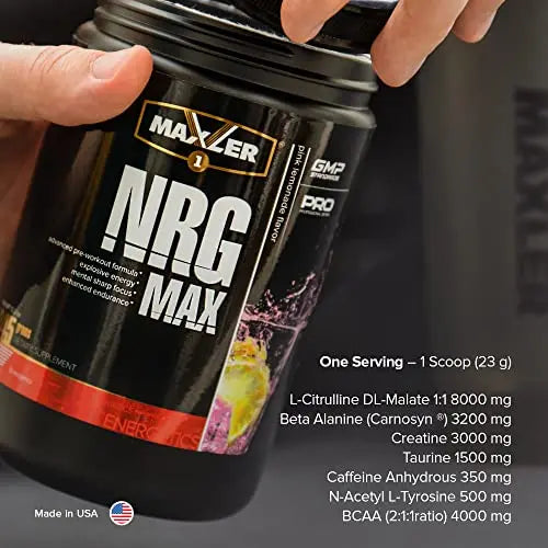 Maxler NRG MAX Pre Workout Powder with Taurine, L Citrulline Malate, Beta Alanine Creatine Maxler