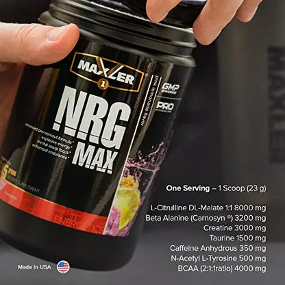 Maxler NRG MAX Pre Workout Powder with Taurine, L Citrulline Malate, Beta Alanine Creatine Maxler