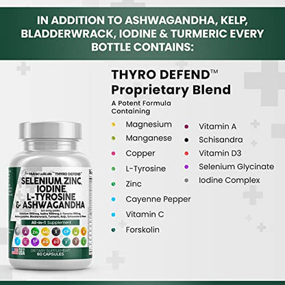 Selenium 300mcg Zinc 50mg Iodine 500mcg L Tyrosine 500mg Ashwagan