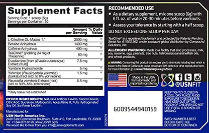 USN 3XT Max Pre-Workout Supplement Drink Mix Powder for Energy, Endurance and Pump USN