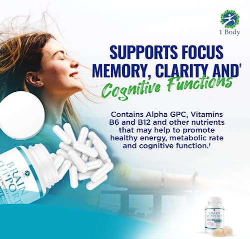 1 Body Brain Support: Twin Pack - 90 Capsules Each - Alpha GPC 1 Body