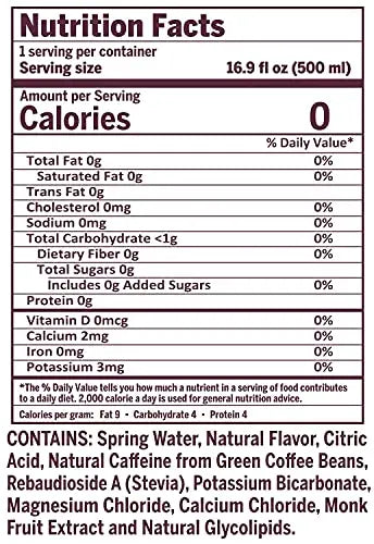 Cafeina - Naturally Flavored Black Cherry Caffeinated Spring Water (12 Pack) - 100mg Caffeine CAFEINA