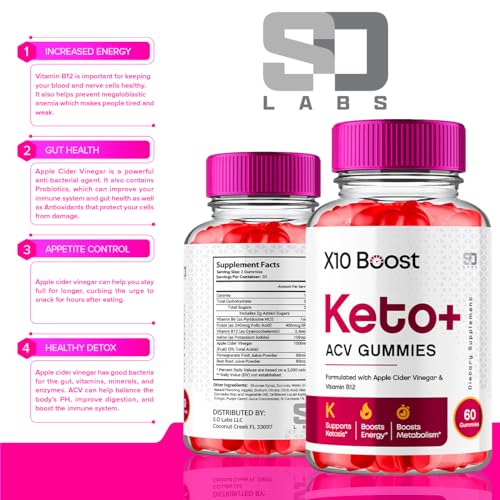(2 Pack) X10 Boost Keto ACV Gummies Advanced Weight Loss, X10 Boost Keto S.O Labs