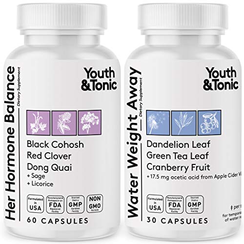 Youth & Tonic Water Retention Pills for Women and Hormone Balance Capsules for Swelling & Loss Youth & Tonic