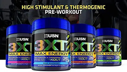 USN 3XT Max Pre-Workout Supplement Drink Mix Powder for Energy, Endurance and Pump USN