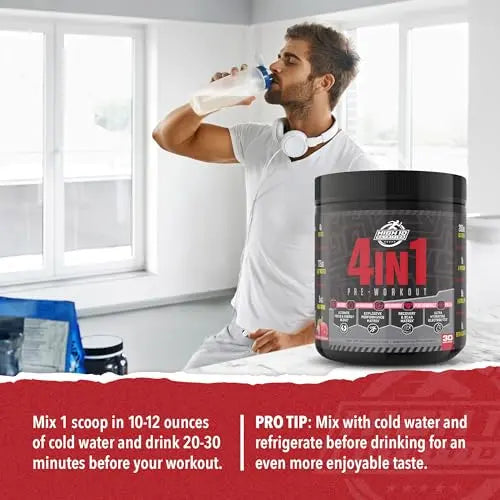 High IQ Nutrition 4 in 1 Lychee Flavored Pre Workout Powder 200mg Caffeine | Energy, Focus High IQ Nutrition