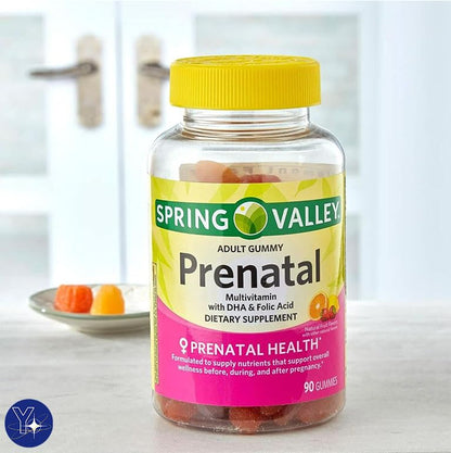 Prenatal Multivitamin Spring Valley Gummies with DHA and Folic Acid, 90 Count YOLOMOLO