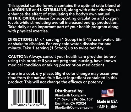 BlueEarth Company L-Arginine 5000mg + L-Citrulline Complex Powder Supplement Drink BlueEarth Company
