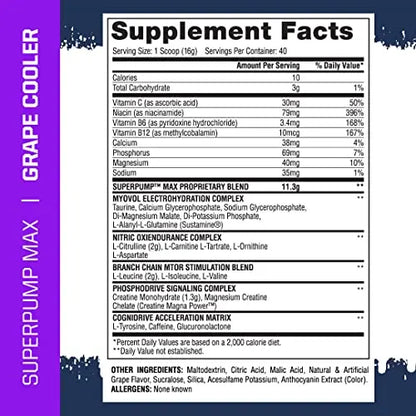 Gaspari Nutrition SuperPump MAX, The Ultimate Pre Workout Powder, Sustained Energy Gaspari Nutrition