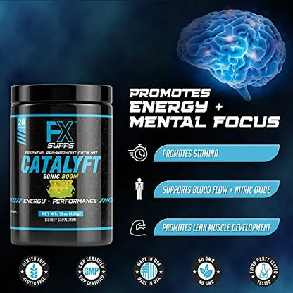 FX Supps Catalyft Pre-Workout Powder Drink for Men & Women, Sonic Boom | Dietary FXSUPPS