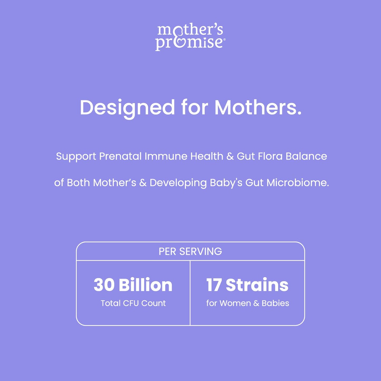 Prenatal Probiotics for Women | 30 Billion CFU, 17 Strains + Organic Prebiotics Mother's Promise