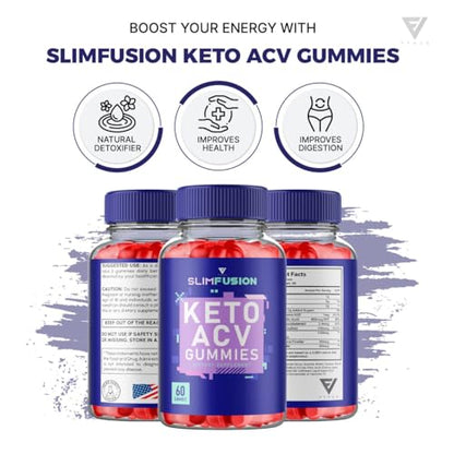 (3 Pack) Slim Fusion Slimfusion ACV Keto Gummies, Slim Fusion Keto ACV Gummies Advanced Fyvus