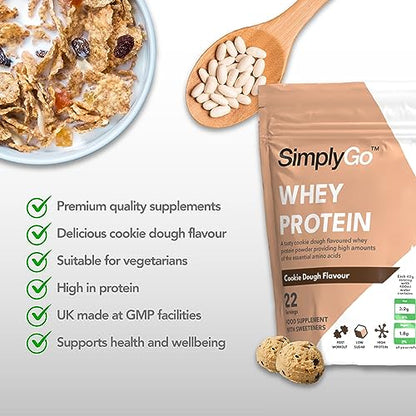 SimplyGo Whey Protein Powder | 900g | Simply Add 30g to Water, Juice or Shakes (Cookie Dough) Simply Supplements
