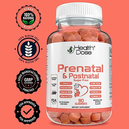 Health Dose Prenatal & Postnatal Vitamins for Pregnant and Lactating Women, DHA & Folic Acid Health Dose