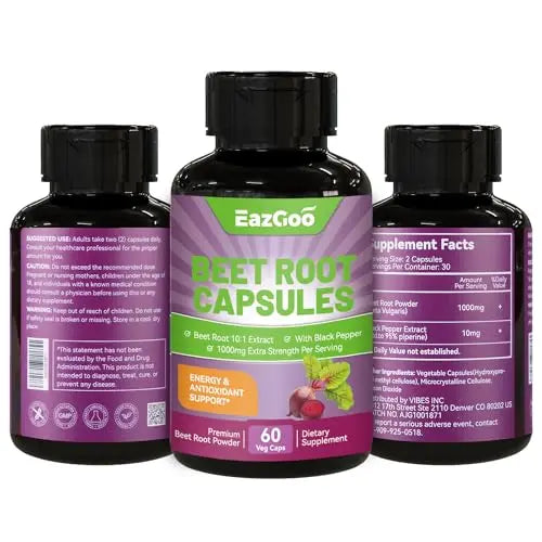 EAZGOO Beet Root Capsules 1000mg Per Serving, Supports Nitric Oxide Production & Blood EAZGOO