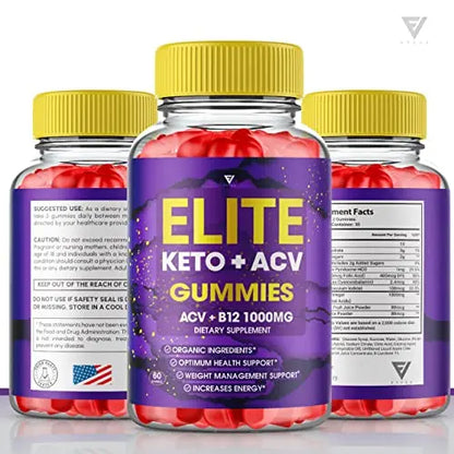 (2 Pack) Elite Keto ACV Gummies AVC, Elite Keto Plus ACV Advanced Weight Loss Gummies Fyvus