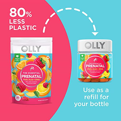 OLLY Prenatal Multivitamin Gummy, Supports Healthy Growth and Brain Development, Folic Acid OLLY